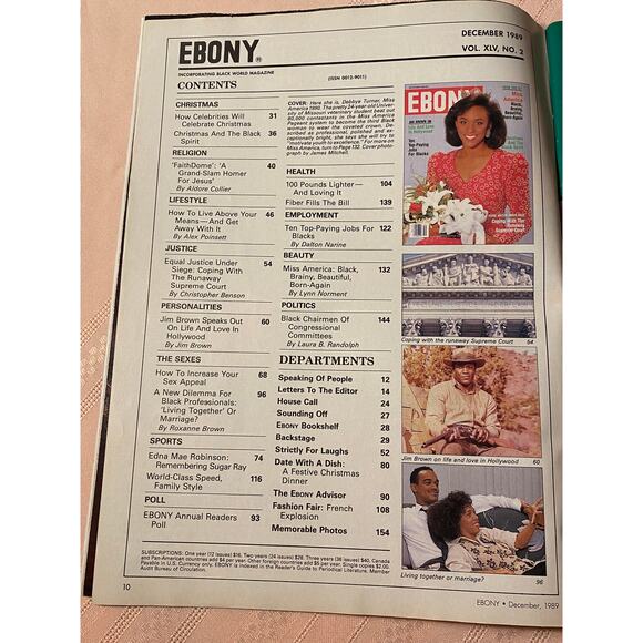 EBONY Magazine December 1989 Featuring Miss America Debbye Turner - Picture 7 of 16